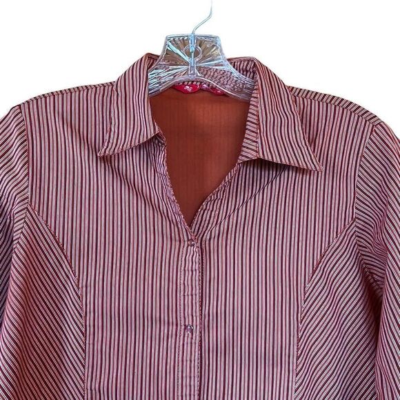 Juliet Striped Vintage Retro Johnny Collar 3/4 Sleeve Button Down - Picture 2 of 9